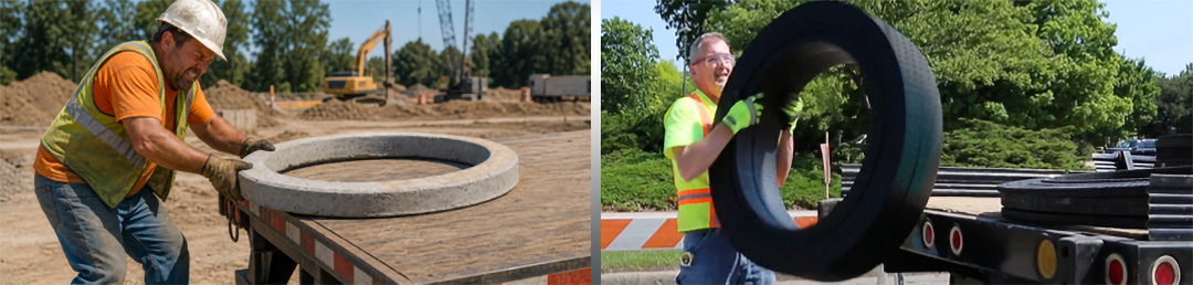 Concrete ring is very heavy and a PRO-RING is very light and safe.